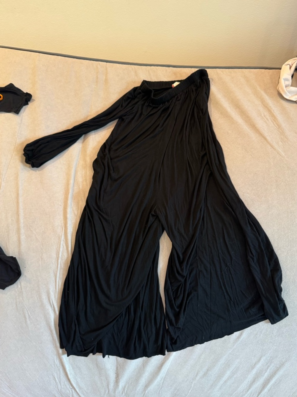 Free People Black Wide-Leg Jumpsuit with Long Sleeve